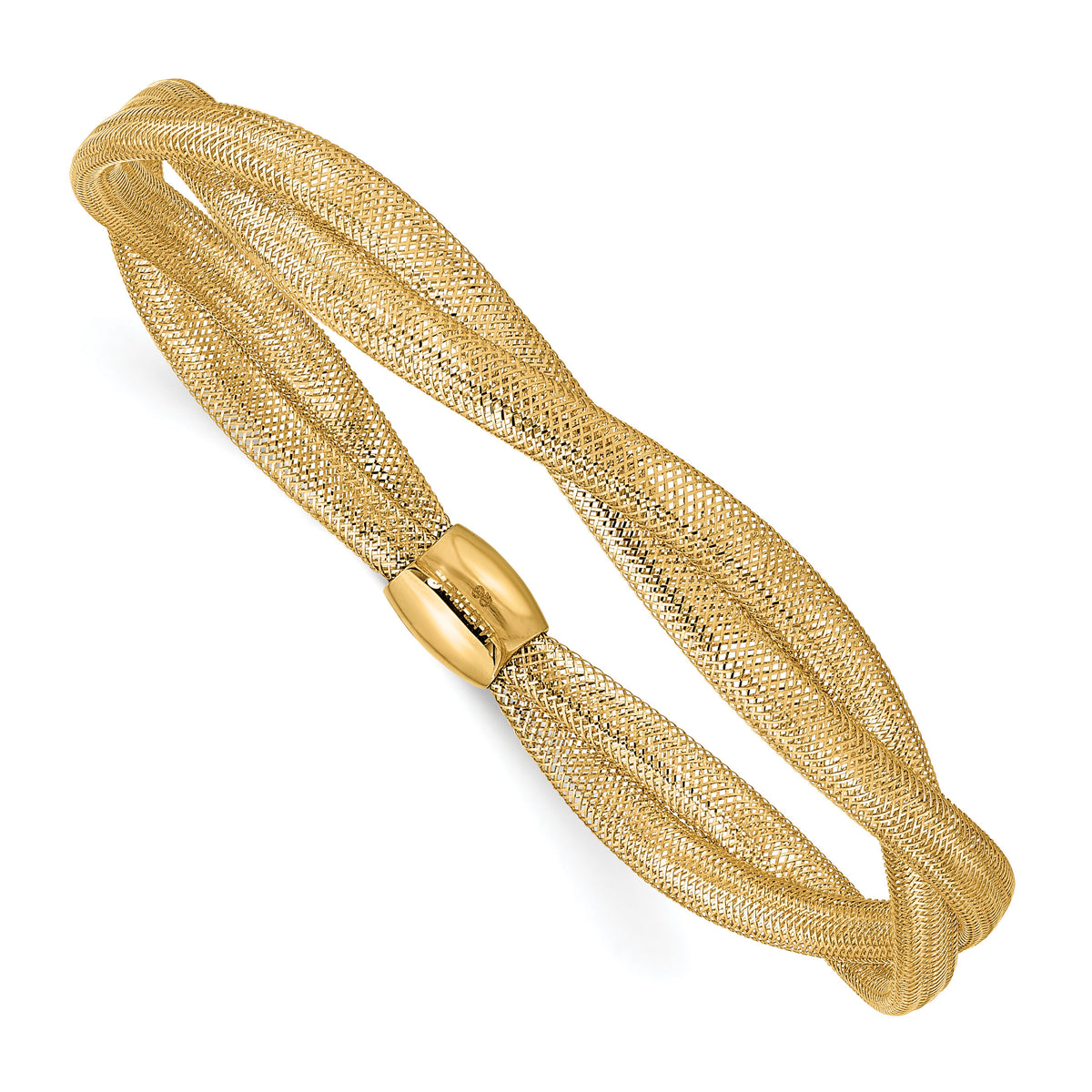 14K Gold Twisted Woven Mesh Stretch Bracelet-SF2826