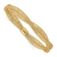 14K Gold Twisted Woven Mesh Stretch Bracelet-SF2826