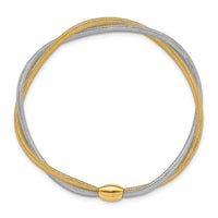 14K with Rhodium Twisted Woven Mesh Stretch Bracelet-SF2827