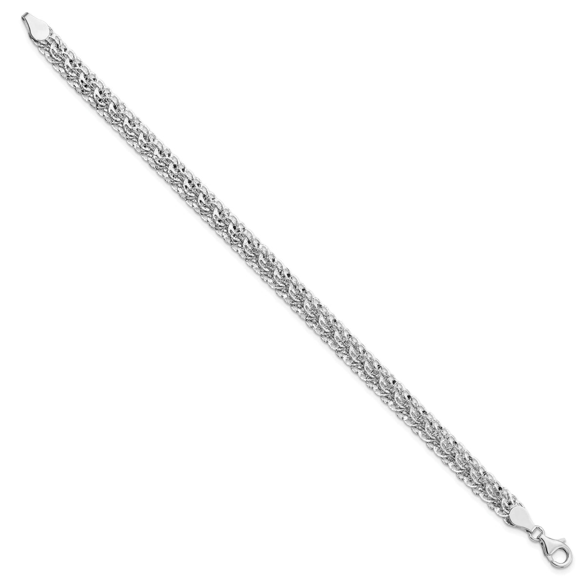14K White Polished D/C Fancy Link Bracelet-SF2838-7.5