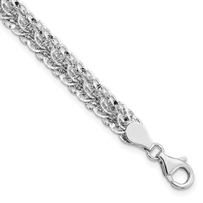 14K White Polished D/C Fancy Link Bracelet-SF2838-7.5
