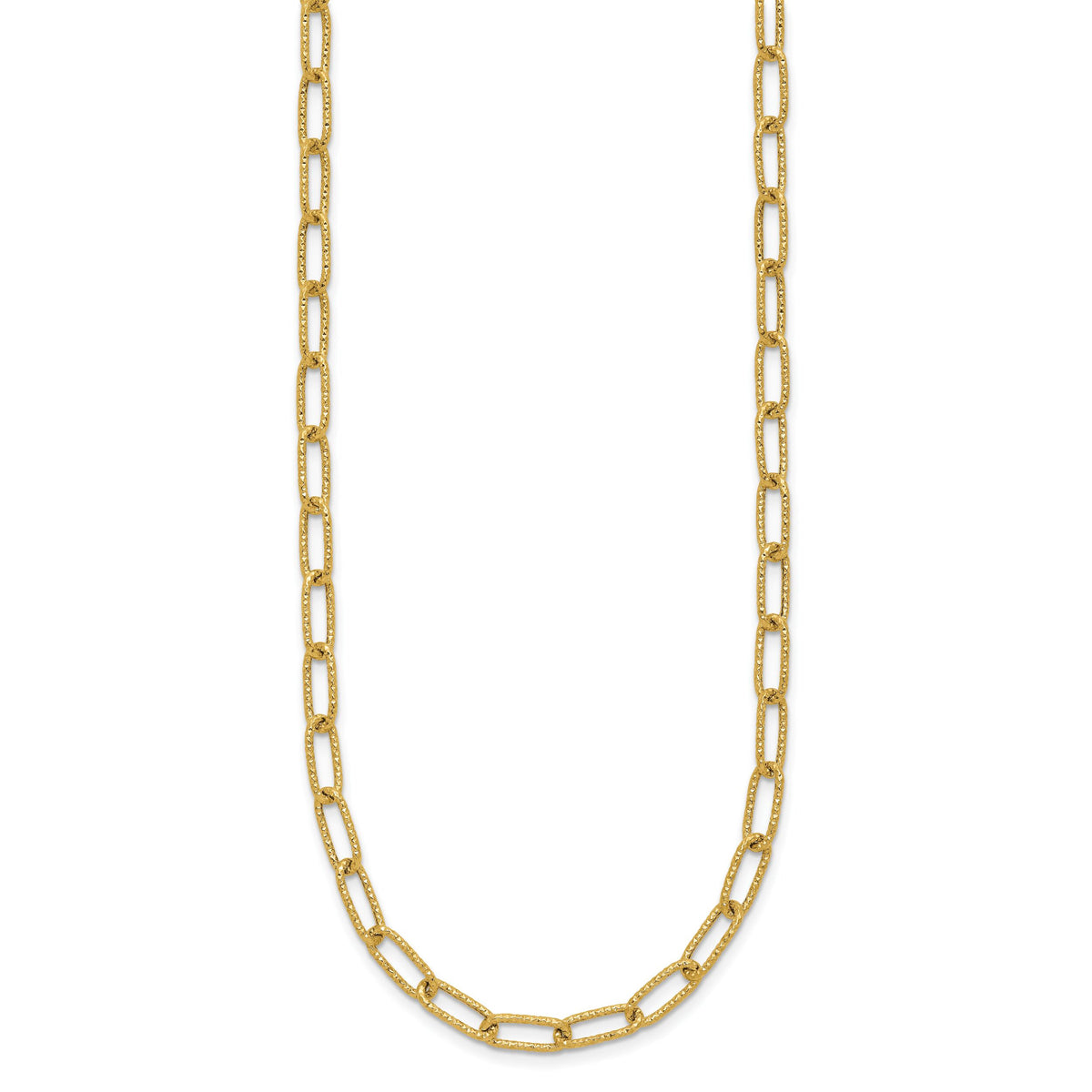 14K Textured Open Link Necklace-SF2839-18