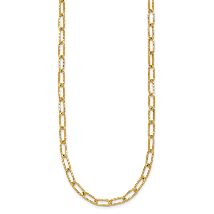 14K Textured Open Link Necklace-SF2839-18