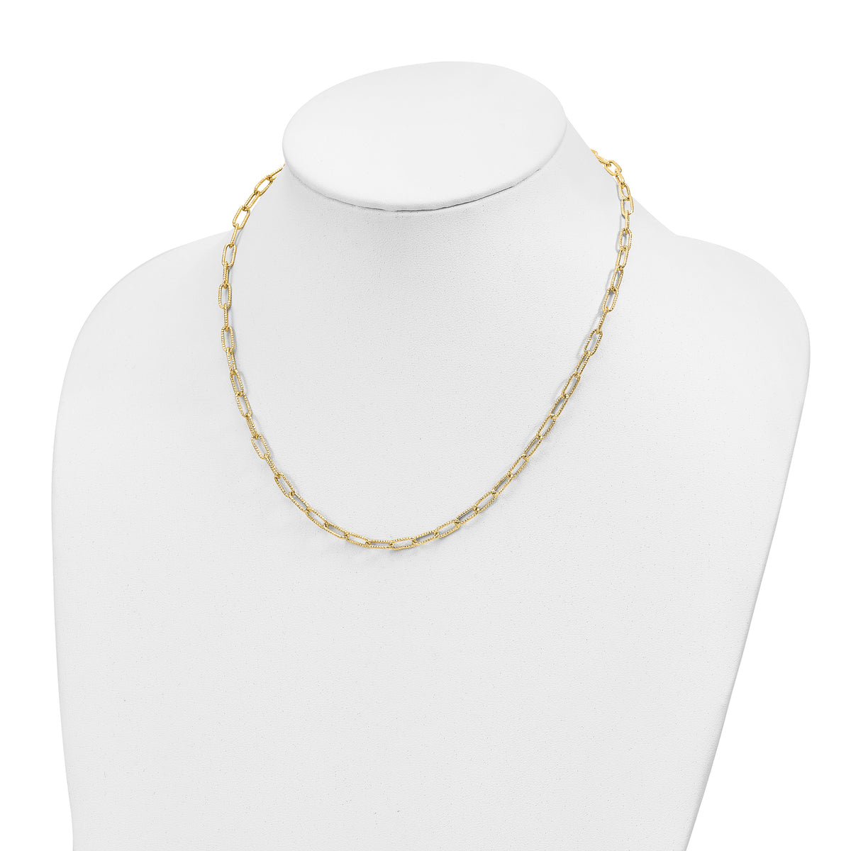14K Textured Open Link Necklace-SF2839-18