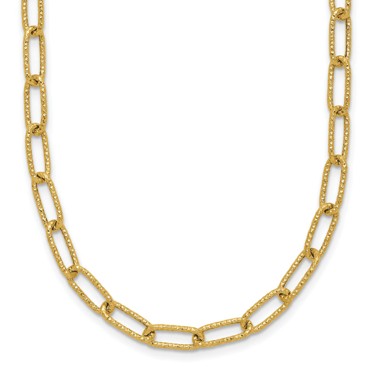 14K Textured Open Link Necklace-SF2839-18