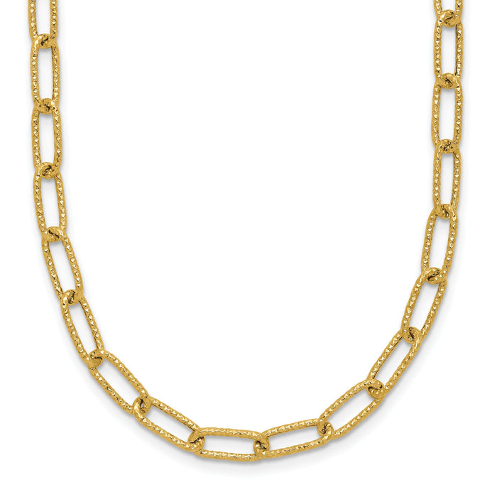 14K Textured Open Link Necklace-SF2839-18