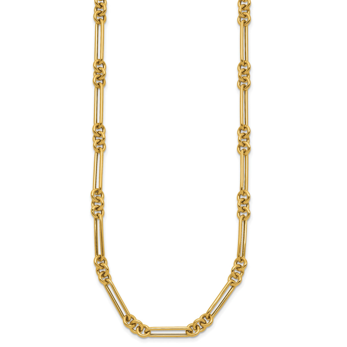 14K Polished Fancy Link Necklace-SF2843-17.5