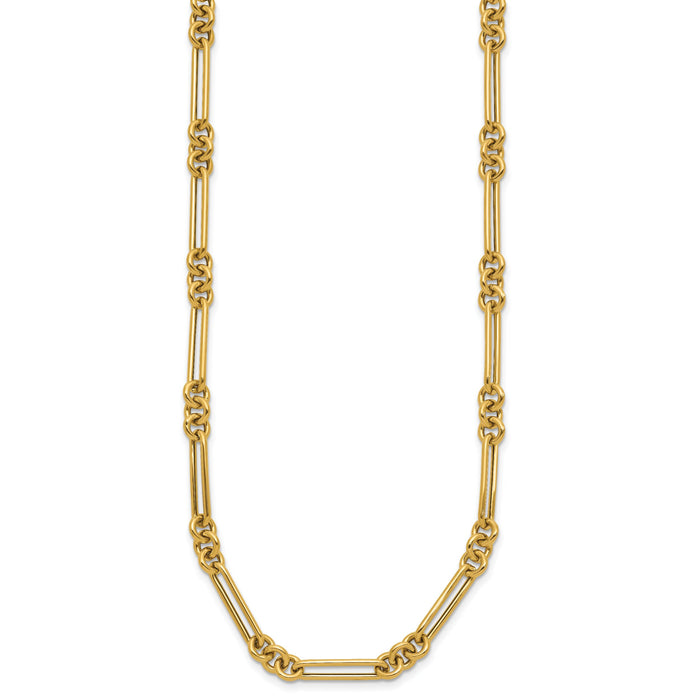 14K Polished Fancy Link Necklace-SF2843-17.5