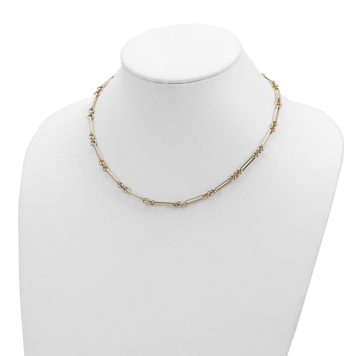 14K Polished Fancy Link Necklace-SF2843-17.5