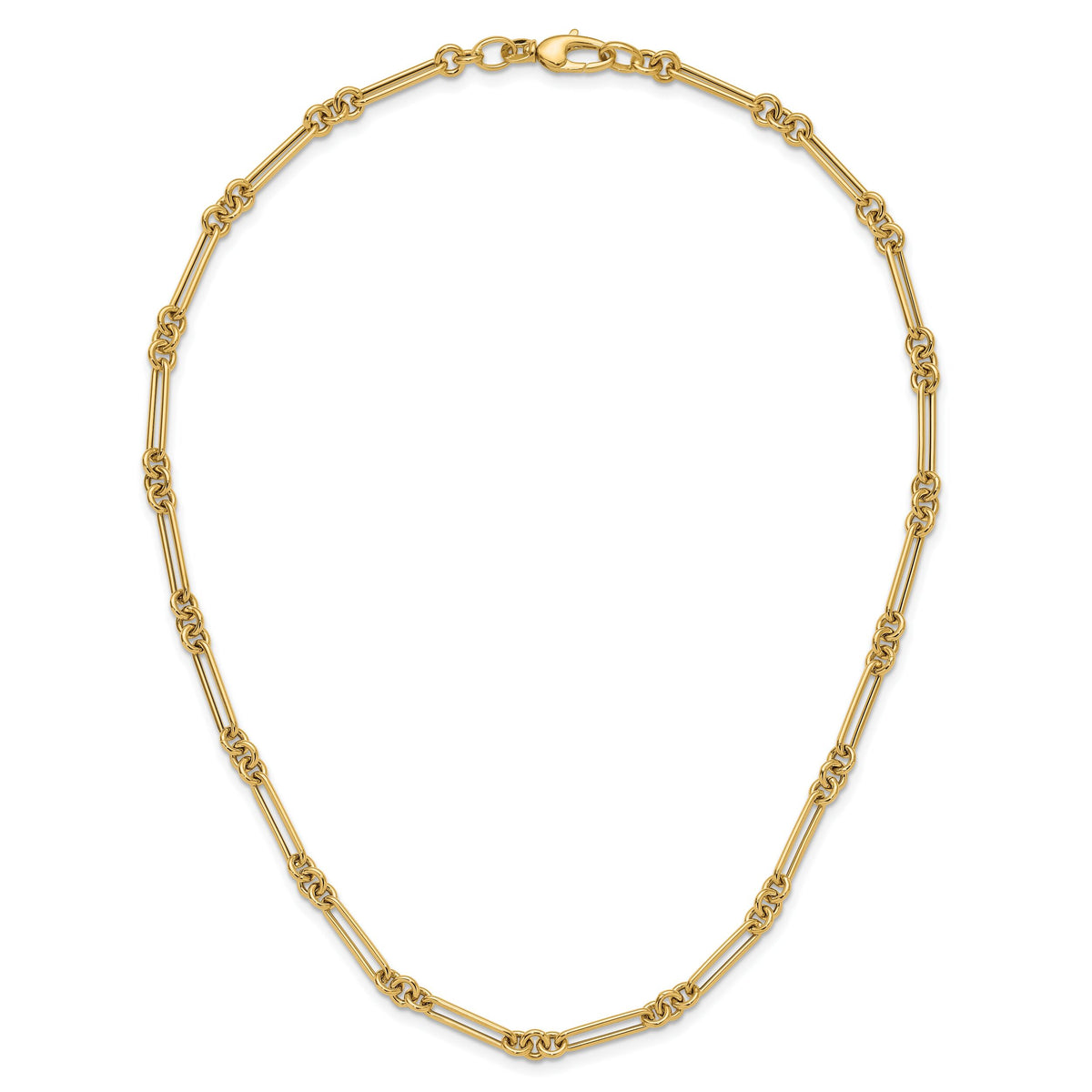 14K Polished Fancy Link Necklace-SF2843-17.5