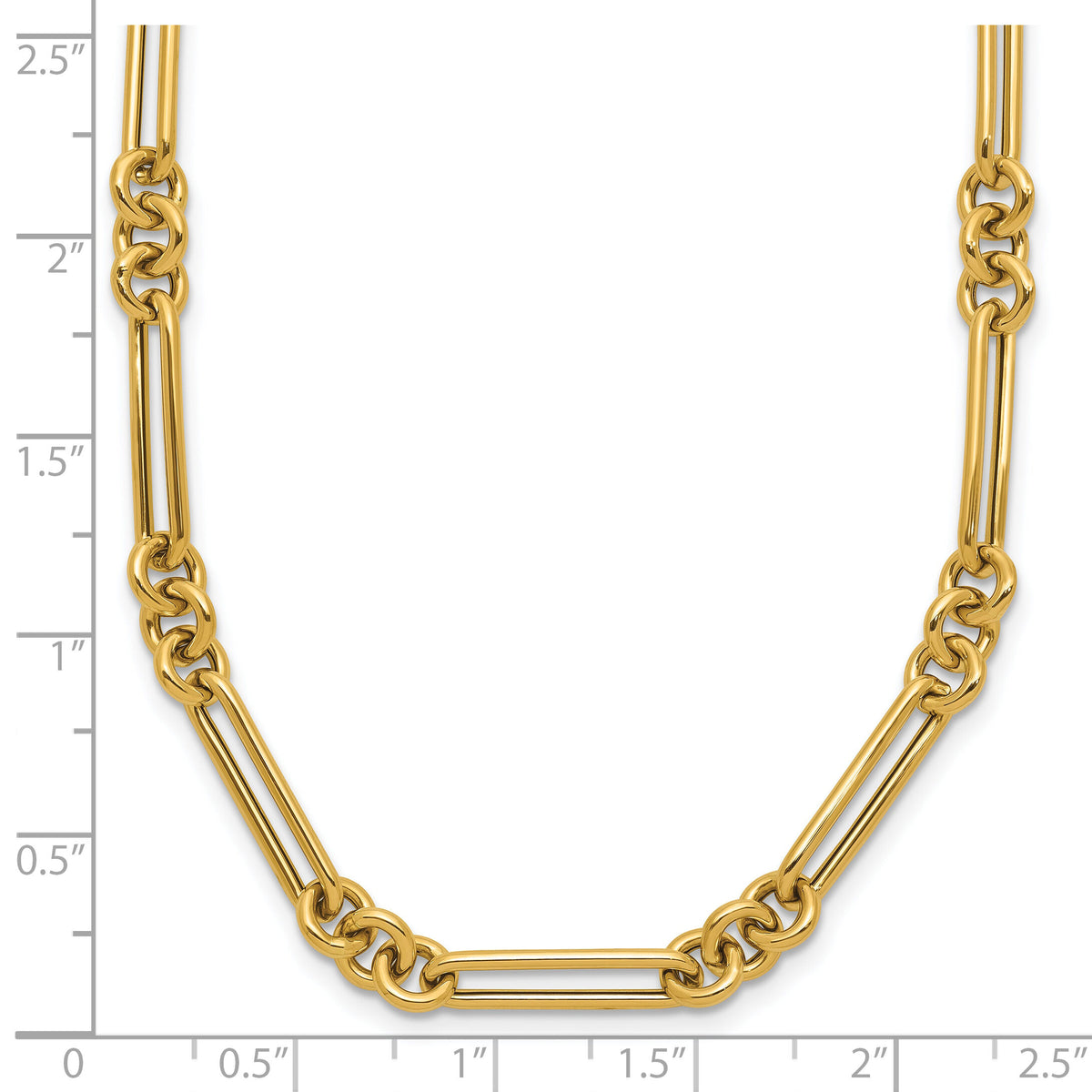 14K Polished Fancy Link Necklace-SF2843-17.5