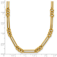 14K Polished Fancy Link Necklace-SF2843-17.5