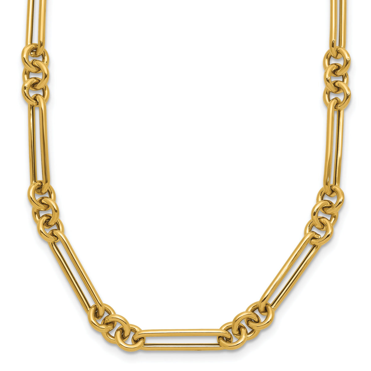 14K Polished Fancy Link Necklace-SF2843-17.5