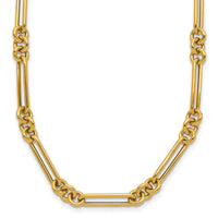 14K Polished Fancy Link Necklace-SF2843-17.5