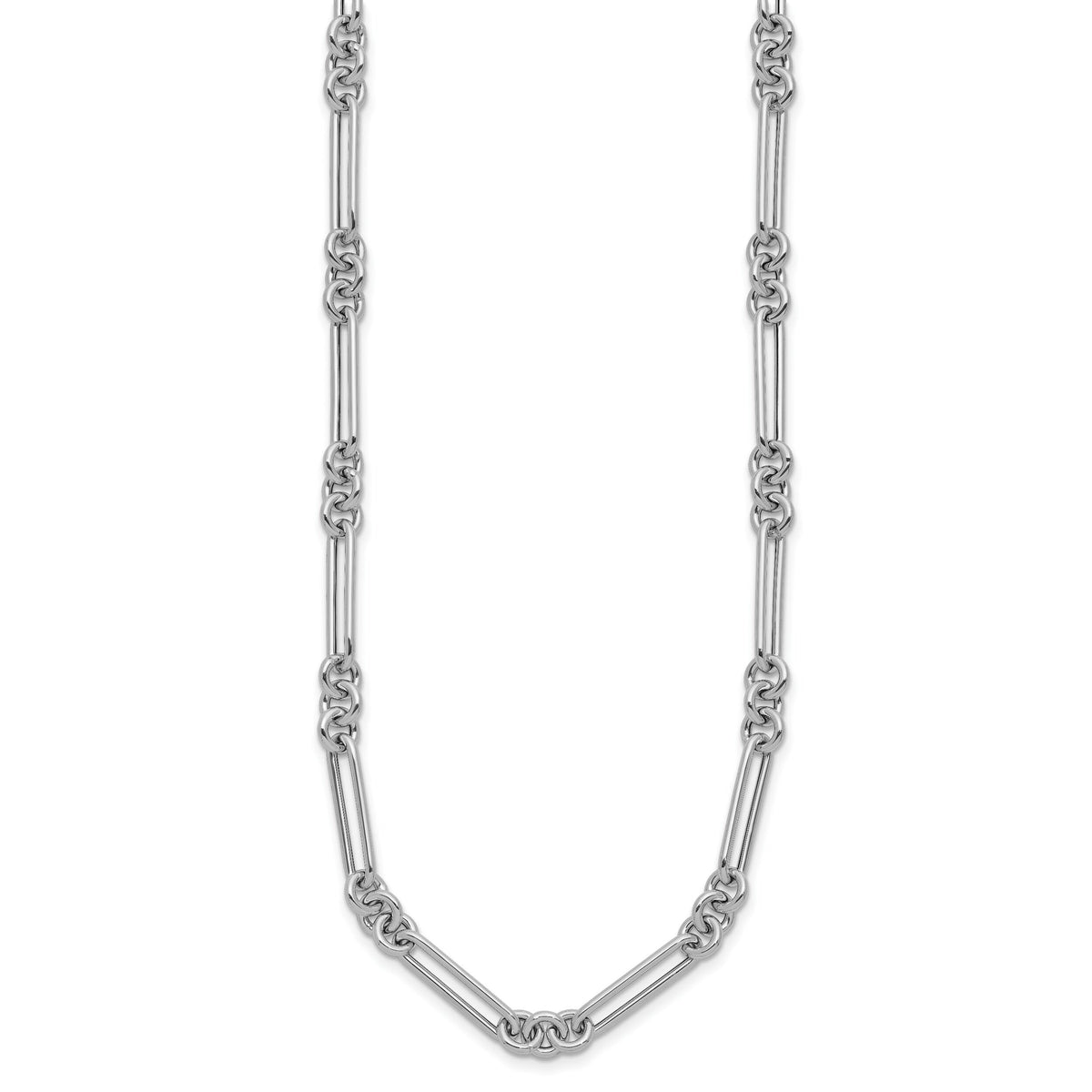 14k White Gold Polished Fancy Link Necklace-SF2843W-17.5