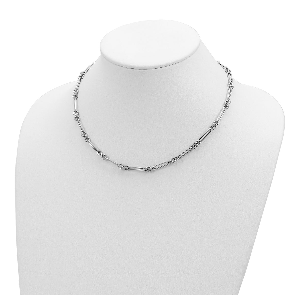 14k White Gold Polished Fancy Link Necklace-SF2843W-17.5