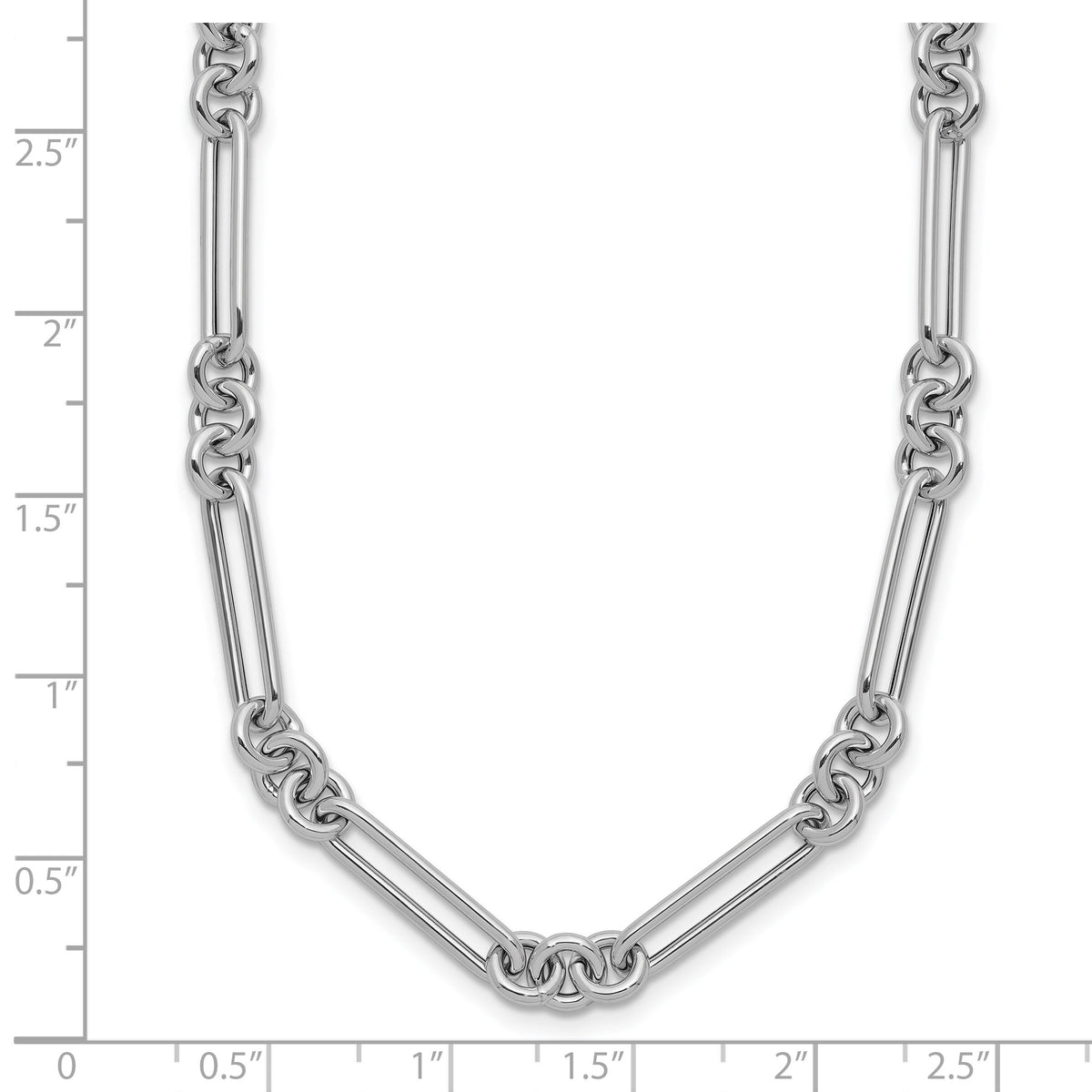14k White Gold Polished Fancy Link Necklace-SF2843W-17.5