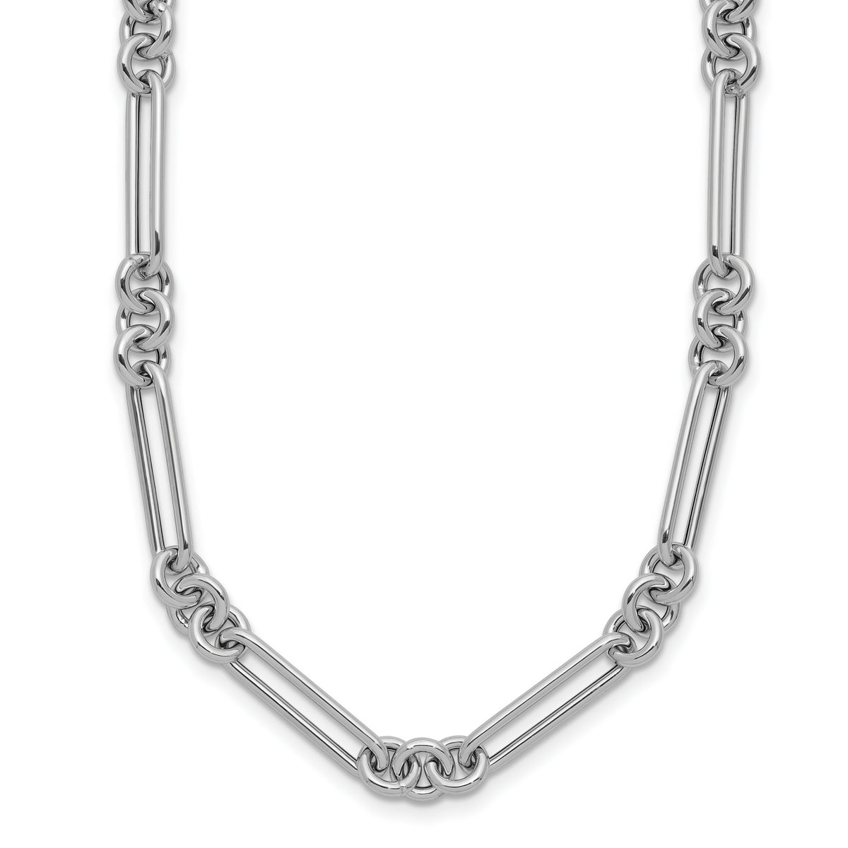 14k White Gold Polished Fancy Link Necklace-SF2843W-17.5