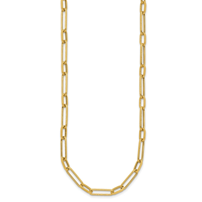 14K Polished Fancy Oval Link Necklace-SF2849-24