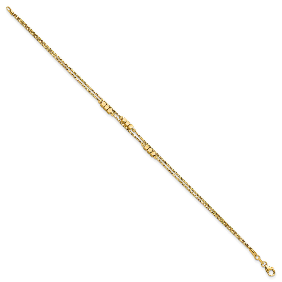 14K Polished D/C Beaded Double Strand Bracelet-SF2852-7.5