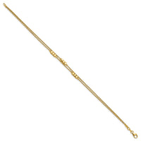 14K Polished D/C Beaded Double Strand Bracelet-SF2852-7.5