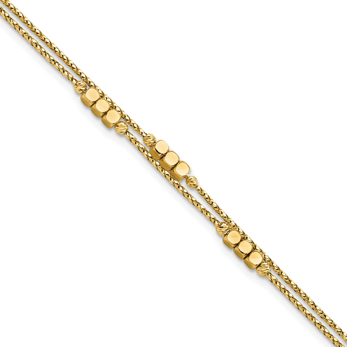 14K Polished D/C Beaded Double Strand Bracelet-SF2852-7.5
