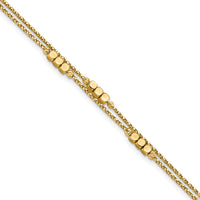 14K Polished D/C Beaded Double Strand Bracelet-SF2852-7.5