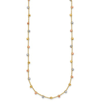 14K Tri-color Polished D/C Fancy Beaded 18in Necklace-SF2858-18