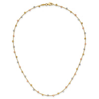 14K Tri-color Polished D/C Fancy Beaded 18in Necklace-SF2858-18
