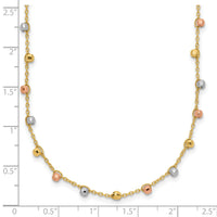 14K Tri-color Polished D/C Fancy Beaded 18in Necklace-SF2858-18