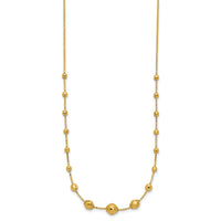 14K Polished and Textured Beaded 17in Necklace-SF2859-17