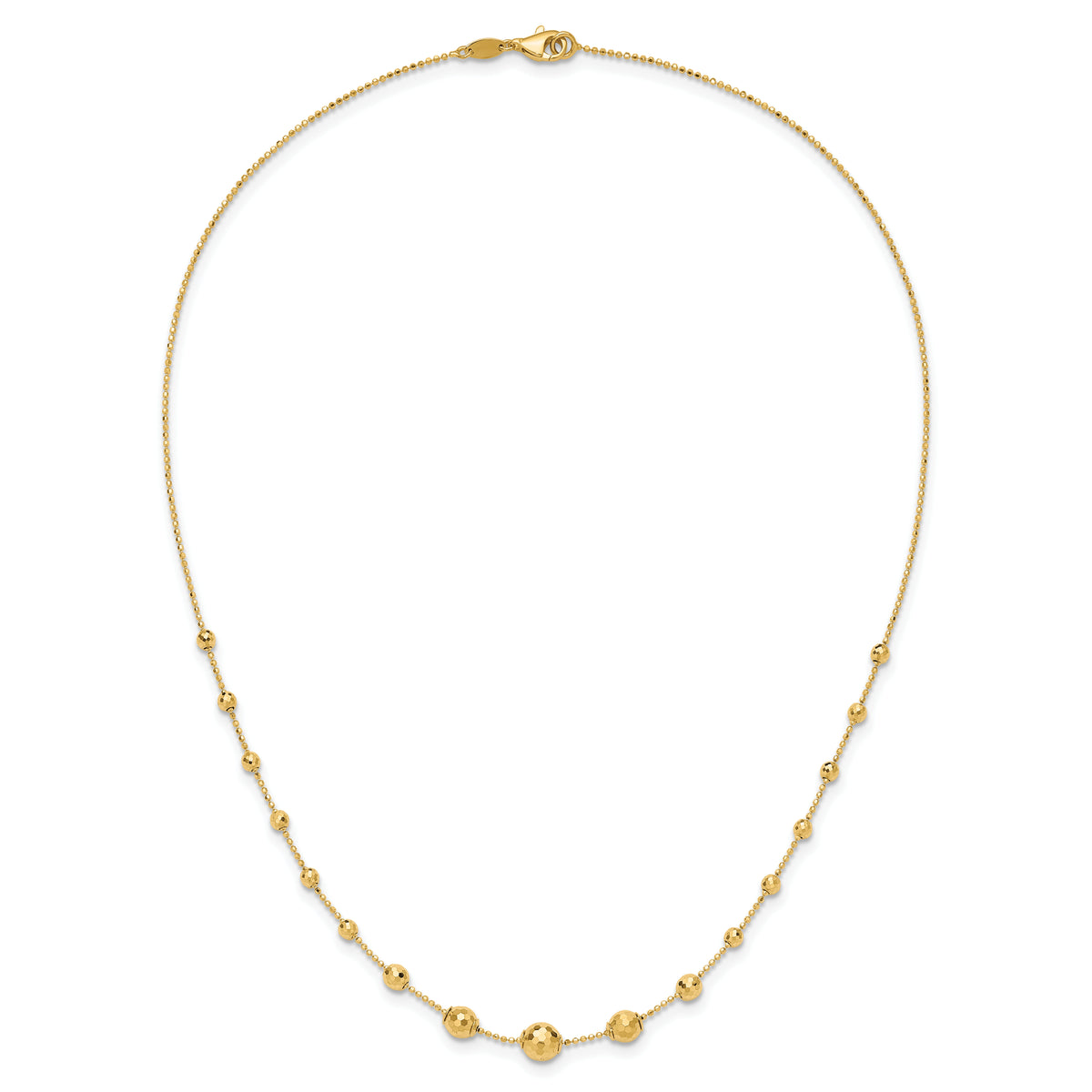 14K Polished and Textured Beaded 17in Necklace-SF2859-17