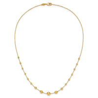 14K Polished and Textured Beaded 17in Necklace-SF2859-17