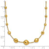 14K Polished and Textured Beaded 17in Necklace-SF2859-17