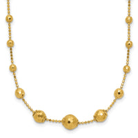 14K Polished and Textured Beaded 17in Necklace-SF2859-17