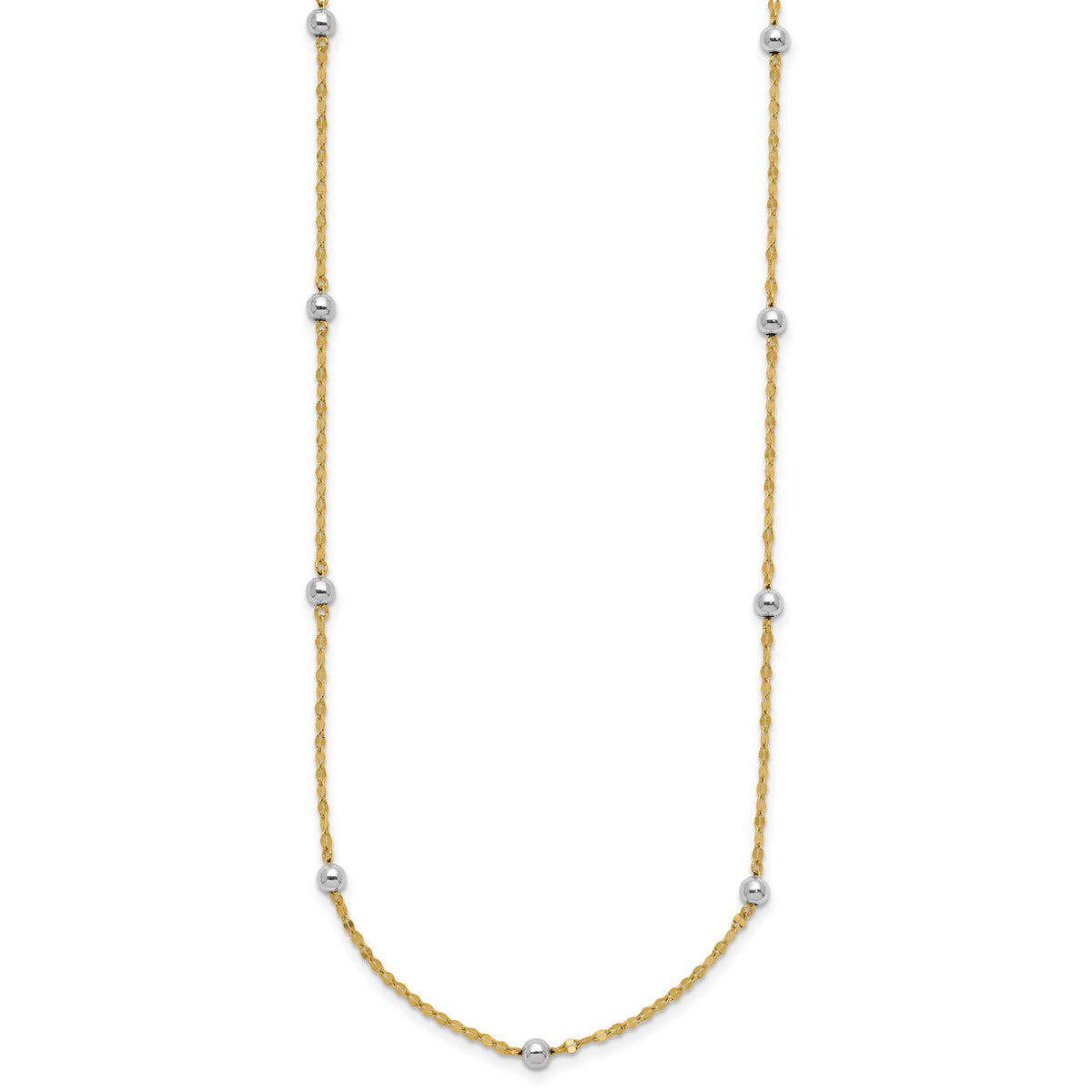 14K Two Tone Polished Bead Fancy Necklace-SF2862-17