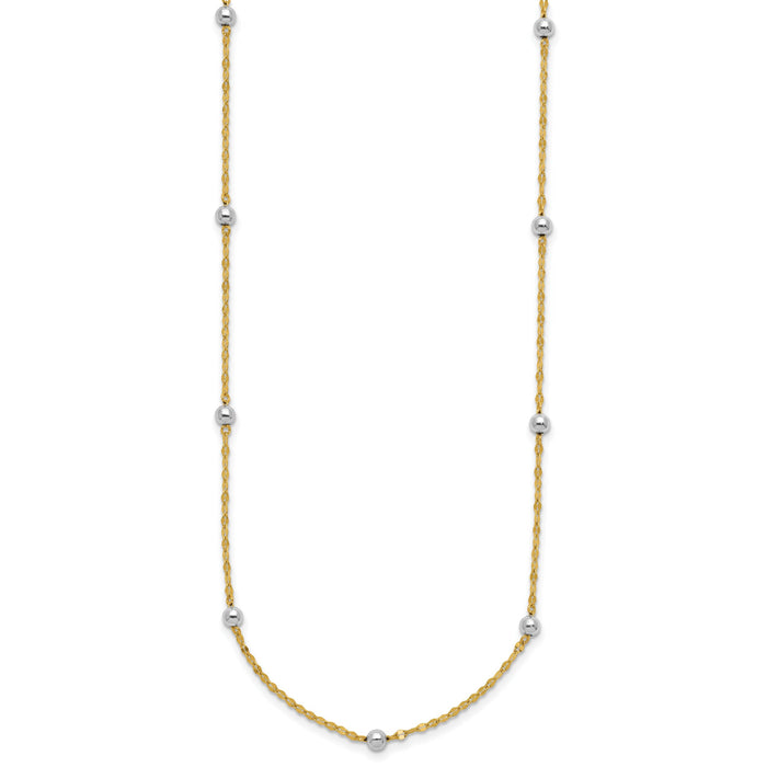14K Two Tone Polished Bead Fancy Necklace-SF2862-17