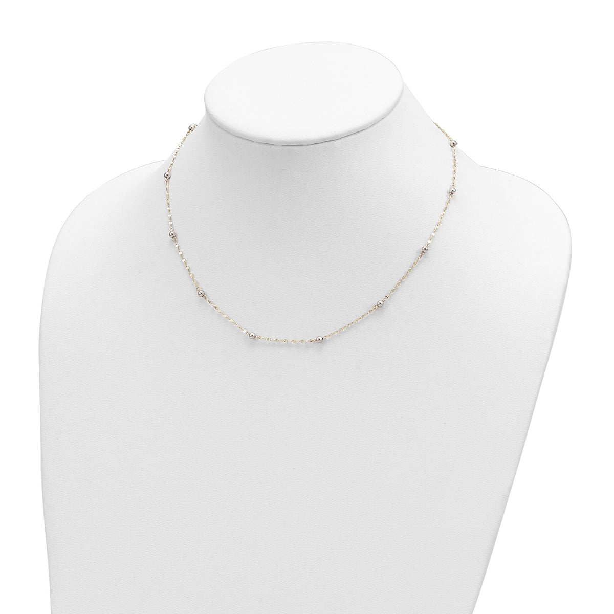14K Two Tone Polished Bead Fancy Necklace-SF2862-17