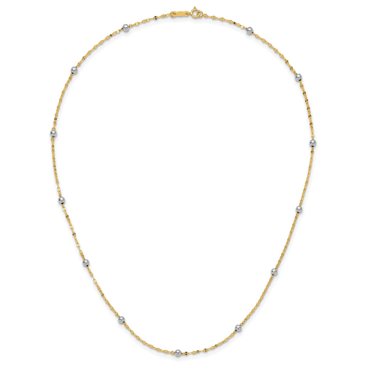 14K Two Tone Polished Bead Fancy Necklace-SF2862-17