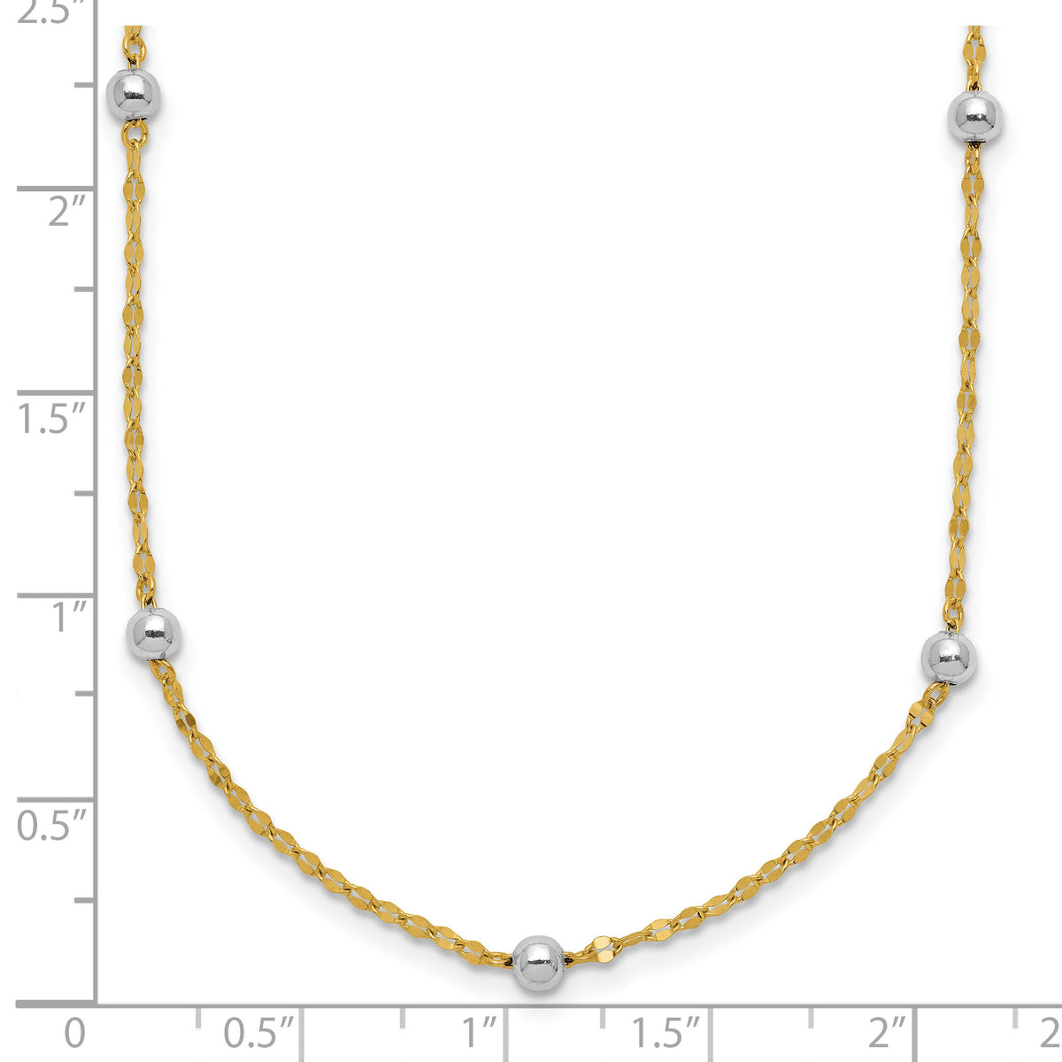 14K Two Tone Polished Bead Fancy Necklace-SF2862-17