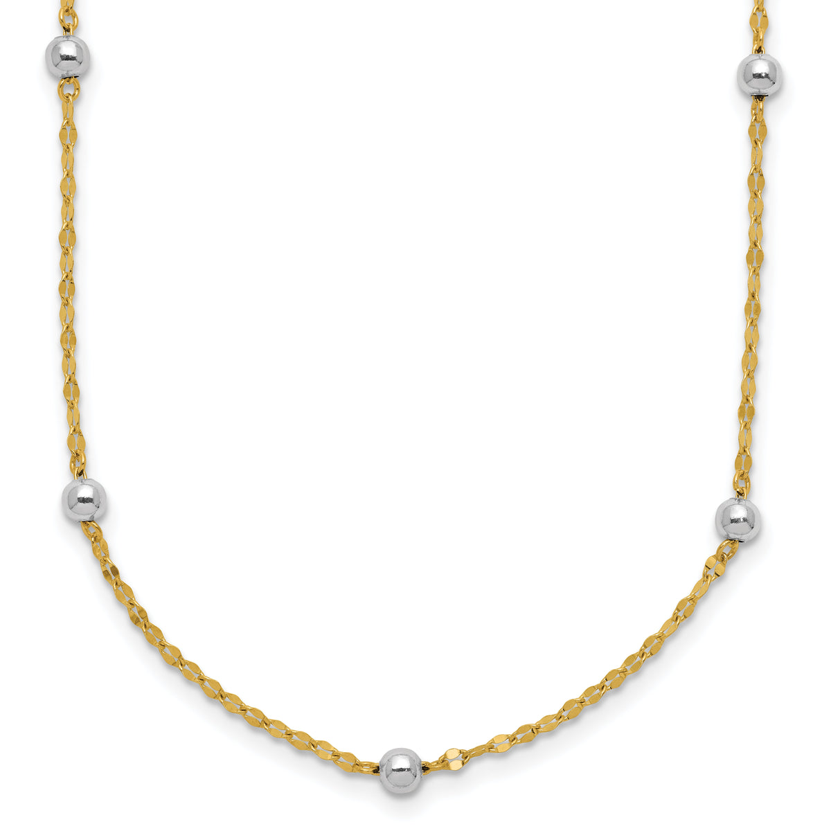 14K Two Tone Polished Bead Fancy Necklace-SF2862-17