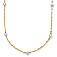 14K Two Tone Polished Bead Fancy Necklace-SF2862-17