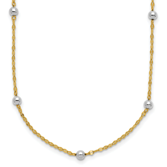 14K Two Tone Polished Bead Fancy Necklace-SF2862-17