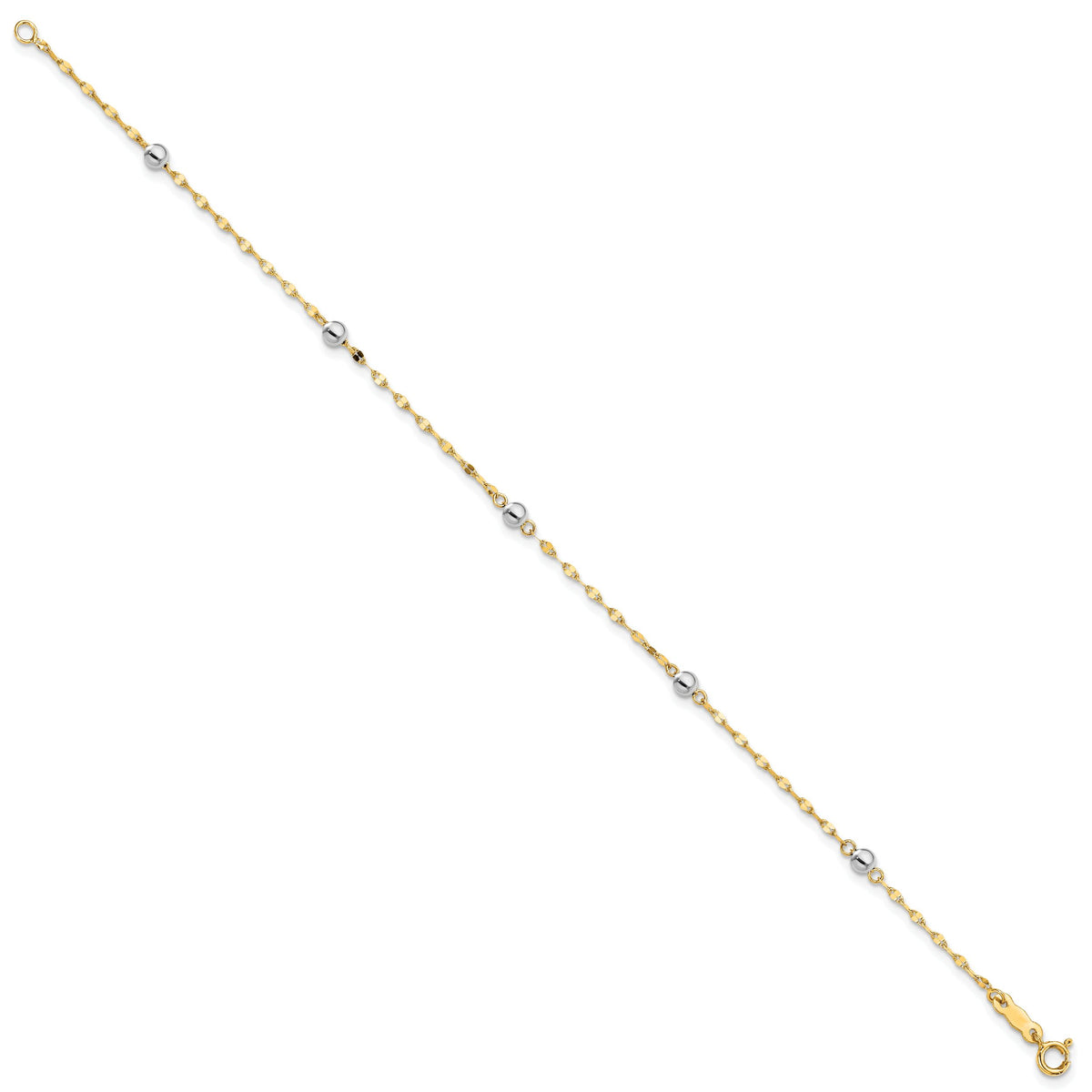 14K Two Tone Polished Bead Bracelet-SF2862-7.25