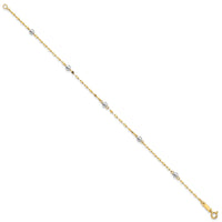 14K Two Tone Polished Bead Bracelet-SF2862-7.25
