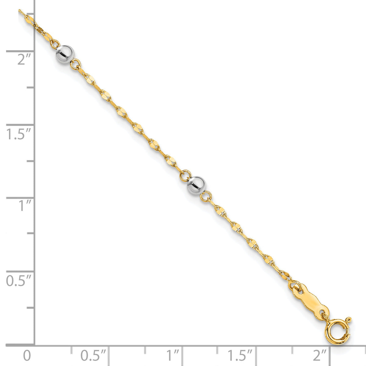 14K Two Tone Polished Bead Bracelet-SF2862-7.25