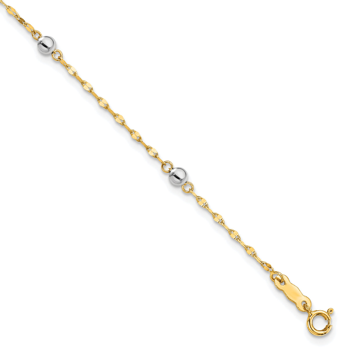 14K Two Tone Polished Bead Bracelet-SF2862-7.25