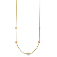 14K Tri-Color D/C Beads Beaded Chain Necklace-SF2863-18