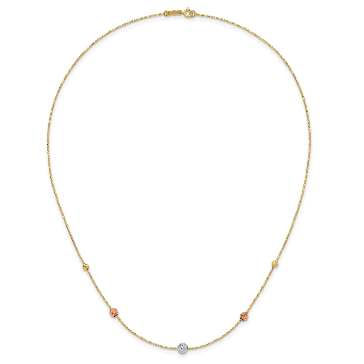 14K Tri-Color D/C Beads Beaded Chain Necklace-SF2863-18