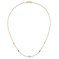 14K Tri-Color D/C Beads Beaded Chain Necklace-SF2863-18